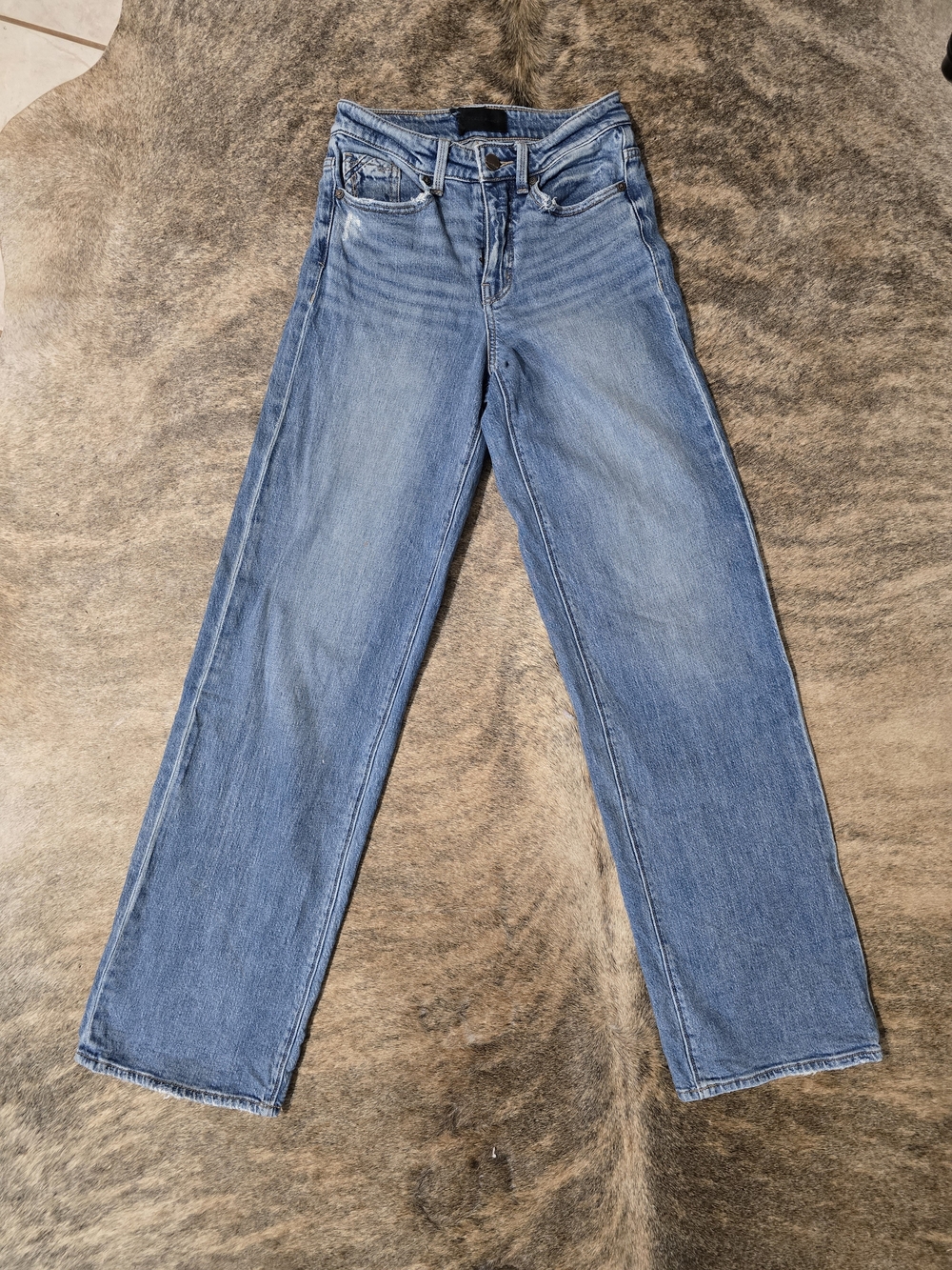 Buckle Black High-Rise Wide Leg Women Jeans - 24x34